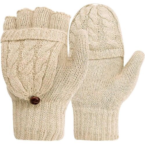 Gants D'hiver Pour Femmes Mitaines Convertibles Sans Doigts Avec Housse De Mitaine Gants De Mitaine Tricotés Pour Les Jours Froids