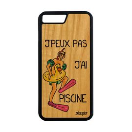 Coque J'peux Pas J'ai Piscine Iphone 8 Plus Bois Silicone Souple Housse De