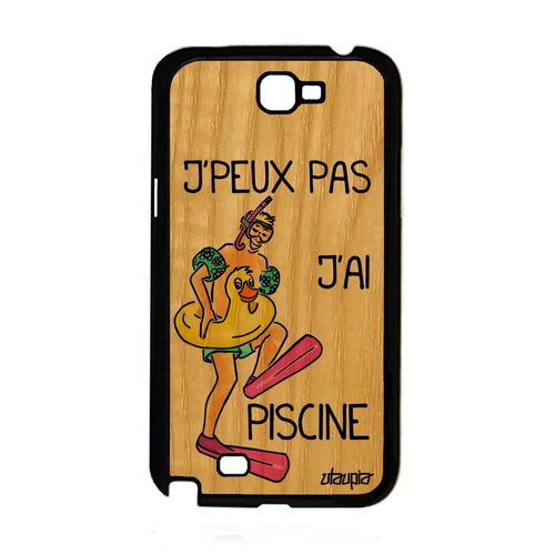 Coque Pour Samsung Note 2 En Bois Silicone J'peux Pas J'ai Piscine Vert A Samsung Galaxy Note 2