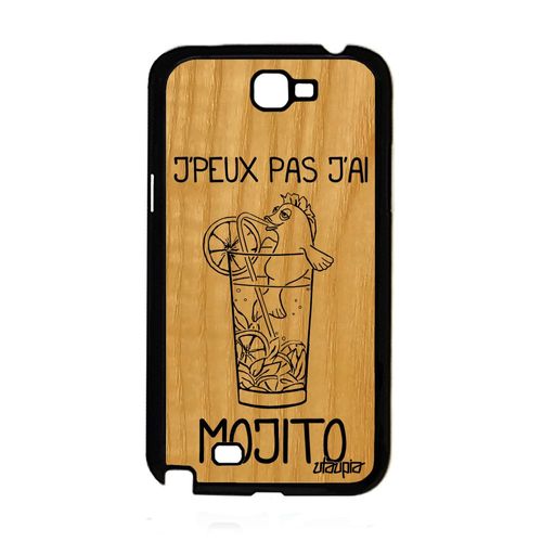 Coque Pour Note 2 En Bois Silicone J'peux Pas J'ai Mojito Design Samsung Galaxy Note 2