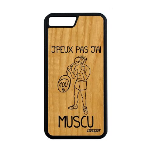 Coque Iphone 8 Plus Bois Silicone J'peux Pas J'ai Muscu Texte Drole Rigide