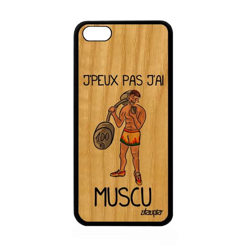 Coque En Bois Pour Iphone 5c Silicone Humour J'peux Pas J'ai Muscu Orange Apple Iphone 5c