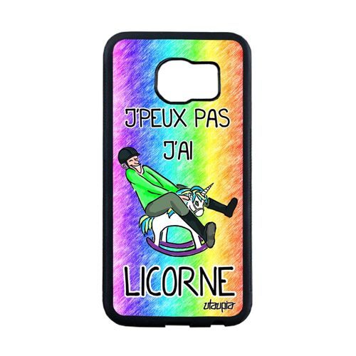 Coque Humour J'Peux Pas J'Ai Licorne Galaxy S6 Edge Silicone Humour Vert Samsung Galaxy S6 Edge