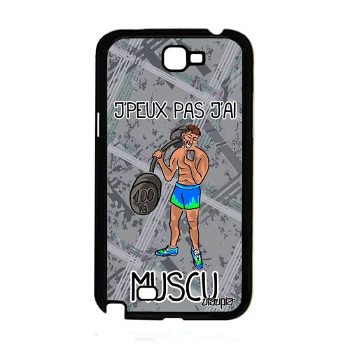 Coque Note 2 Silicone J'peux Pas J'ai Musculation Gris Telephone Samsung Galaxy Note 2