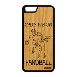 Coque Iphone 6 6s Plus Bois Silicone J'peux Pas J'ai Handball Noir Humour