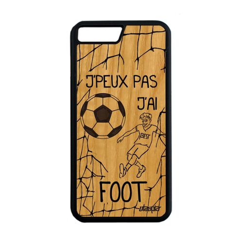 Coque en bois pour iPhone 7 Plus silicone j'peux pas j'ai foot humour noir iPhone 7 Plus