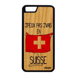 Coque Bois Silicone J'peux Pas J'vais En Suisse Iphone 6 6s Plus Telephone