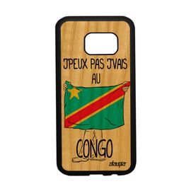 Coque Silicone Pour Samsung Galaxy S7 En Bois J'peux Pas J'vais Au Congo Design