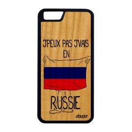 Coque Bois Pour Iphone 6 6s Plus Silicone J'peux Pas J'vais En Russie Etui