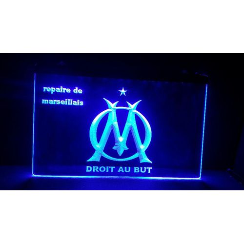 Panneau Lumineux Logo Football Droit Au But Repaire De Marseillais Om Marseille Pub Led Enseigne Neon Lampe
