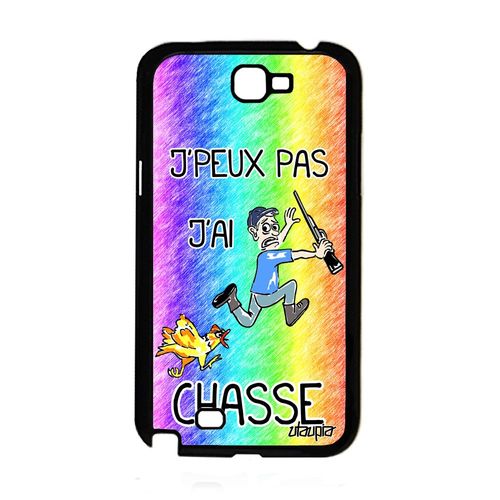 Coque Samsung Galaxy Note 2 Silicone J'peux Pas J'ai Chasse Smartphone Vert Etui
