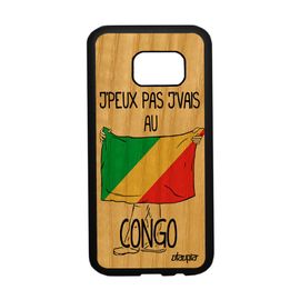 Coque Pour Samsung Galaxy S7 En Bois Et Silicone J'peux Pas J'vais Au Congo Case
