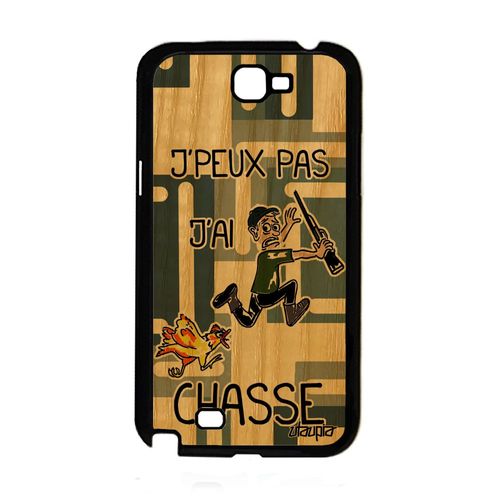 Coque En Bois Pour Galaxy Note 2 Silicone J'peux Pas J'ai Chasse Rigide Samsung Galaxy Note 2