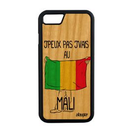 Coque Bois Iphone 8 Silicone J'peux Pas J'vais Au Mali Noir Made In France Iphone 8
