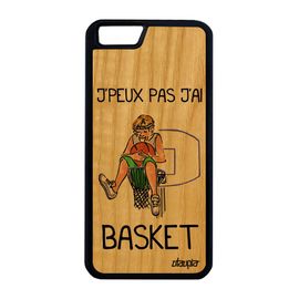 Coque Iphone 6 6s Plus Bois Silicone Humour J'peux Pas J'ai Basket Mobile