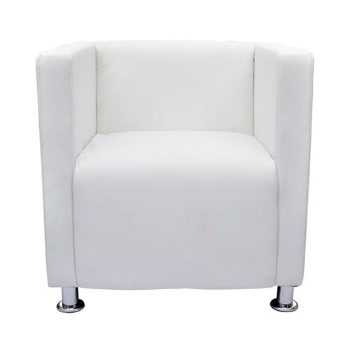 Fauteuil Chaise Siège Lounge Design Club Sofa Salon De Cube Cuir Synthétique Blanc Helloshop26 1102023/3