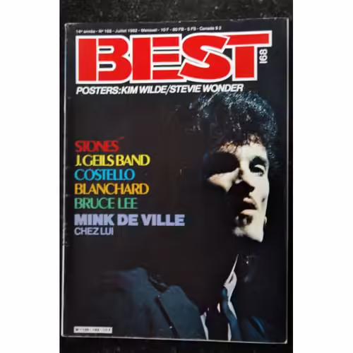 Best 168 Juillet 1982 Kim Wilde Stevie Wonder Stones Geils Band Costello Blanchard Bruce Lee Mink De Ville