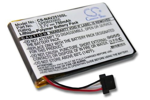 vhbw Batterie remplacement pour Navigon UH0600905 pour GPS, appareil de navigation (750mAh, 3,7V, Li-polymère)