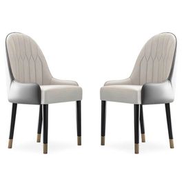 Lot De 2 Chaises De Salle À Manger Moderne En Similicuir Avec Pieds En Métal Doré Dorone