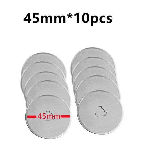 45mm 10pcs Disque de coupe en vinyle, rouleau de couteau rotatif de 28/45mm, lame de remplacement pour tissu, patchwork, cuir, couture, outil de coupe rond ""Nipseyteko""