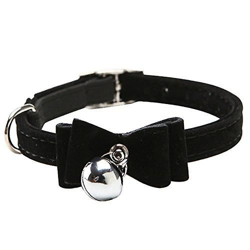 Pet Dog Bowknot Lead Réglable Pu Cuir Chat Chat Colliers Avec Cloche Collier Chiot Chien Colliers Noeud Papillon Noir