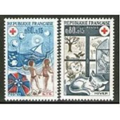 Au Profit De La Croix Rouge : "Les Saisons" L'été - L'hiver La Paire Année 1974 N° 1828 1829 Yvert Et Tellier Luxe