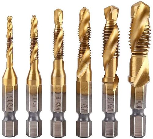Tapping Bits-6pcs Fil métrique M3-m10 1/4 « titane revêtu Hss Forets Et Robinets Hex