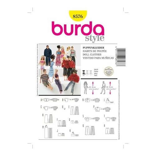 Patron Burda 8576 - Vêtements De Poupée Style Barbie