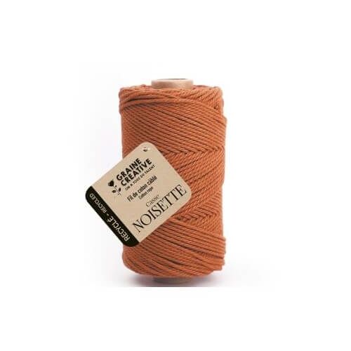 Bobine De Coton Câblé Recyclé 2mm - 400gr - Graine Créative 200126 Casse Noisette