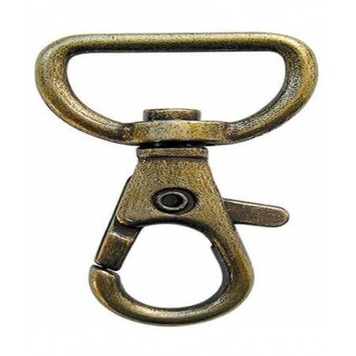 Mousqueton Laiton Vieilli Avec Clapet Ouverture 25 Mm X 1 - Union Knopf Marron