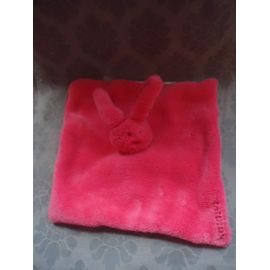 Lapin Rose Doudou Plat En Peluche Carrée Motif Champignon 23 Cm Natalys