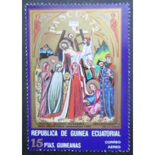 Guinee Equatoriale Poste Aérienne N°4a Tableau Religieux Oblitéré