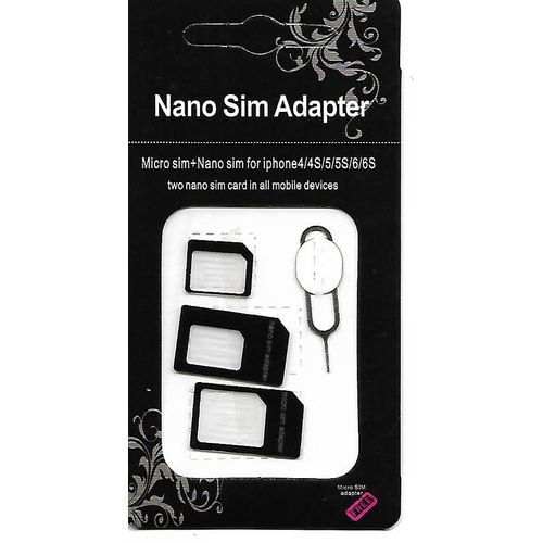Lot De 3 Kit Adaptateur Nano Sim/Micro Sim/ Nano Vers Micro + 1 Éjecteur Carte Sim Pour Apple Iphone 4/4s/5/5s/6/6s