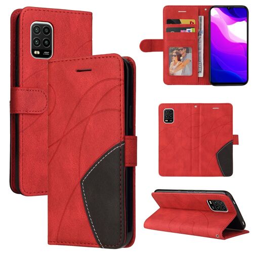 Coque Xiaomi Mi 10 Lite,Etui Pour Xiaomi Mi 10 Lite,Etui À Rabat Xiaomi Mi 10 Lite,Etui En Cuir Pu Premium Housse Pour Xiaomi Mi 10 Lite,Rouge