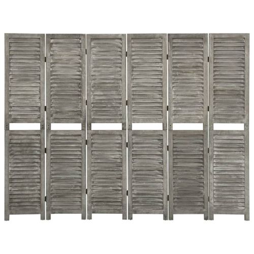 vidaXL Cloison de séparation 6 panneaux Gris 214x166 cm Bois solide