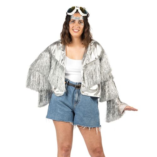 Veste À Franges Argentées Femme - Taille: S / M