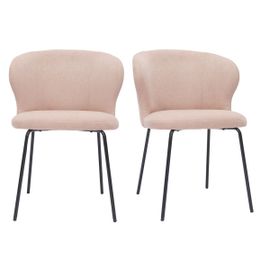 Chaise Design En Tissu Effet Velours Rose Poudré Et Métal Noir Yda