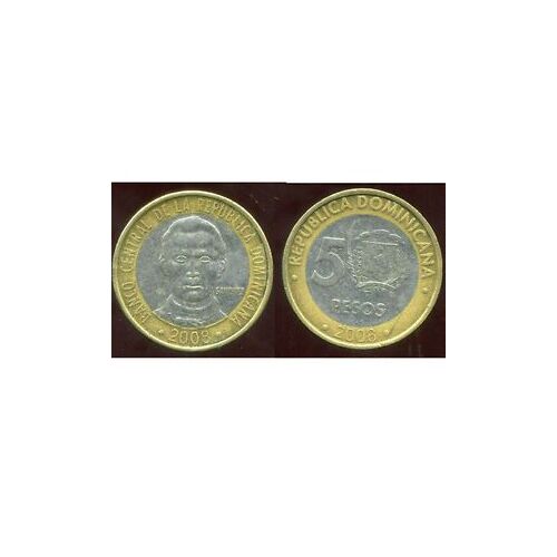 Pièce 5 Pesos République Dominicaine 2008