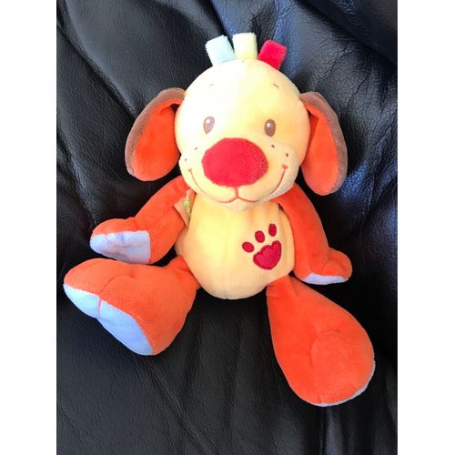 Doudou Nattou Collection Tim & Lily Peluche Chien Jaune Orange Rouge 23cm