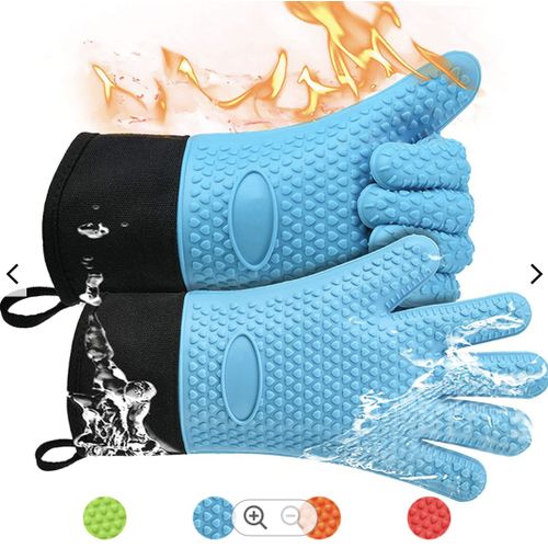 2 Gants De Cuisine Silicone Barbecue Four Résistants À La Chaleur Ou Au Froid - Antidérapants - Avec Doublure Isolante - Jusqu'à 250 °C Gant De Cuisson Four Manique - Bleu