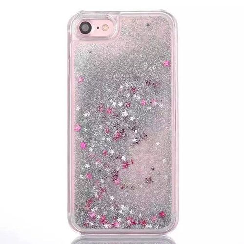 Coque Case Iphone 8 Plus (5"5) Liquide Argent Paillettes Silicone Rigide (Tpu)