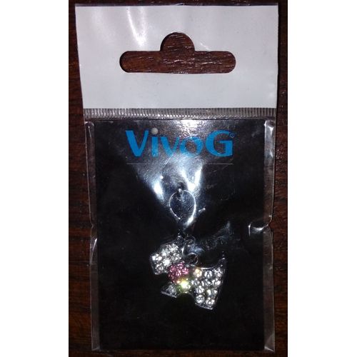 Pendentif Westie Strass Blanc Et Rose