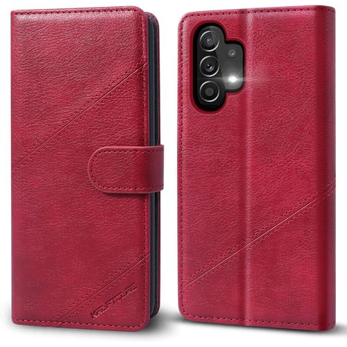 Coque Pour Samsung Galaxy A13 4g, Housse Samsung A13 4g, Etui Protection Housse Premium En Cuir Pu, Fermeture Magnetique Flip Case Compatible Avec Galaxy A13 4g, Vin Rouge