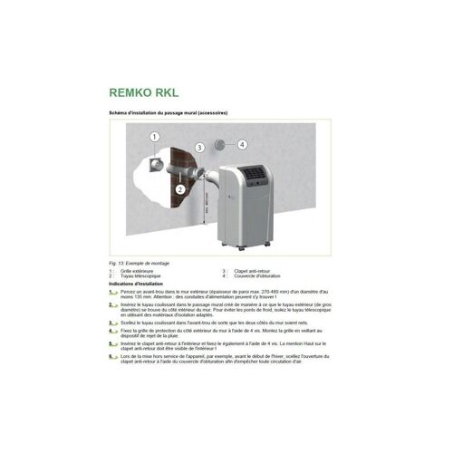 Passage Mural Diamètre 135mm / Accessoire pour Climatiseur Remko RKL - 1613118