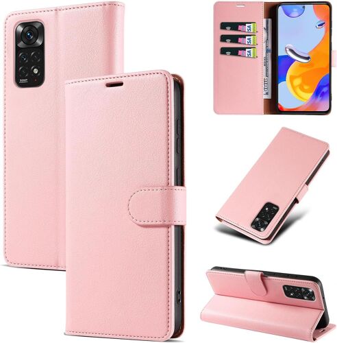 Coque Pour Xiaomi Redmi Note 11 4g / Note 11s 4g Avec [Rfid Blocage], Etui Note 11s Cuir Pu Portefeuille [Bequille] [Fentes Pour Cartes] [Magnetique] Flip Housse Pour Redmi Note 11s, Rose