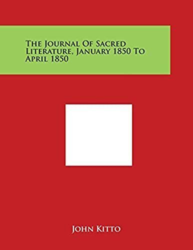 The Journal Of Sacred Literature, January 1850 To April 1850