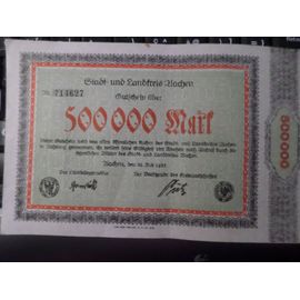 Emission De Necessite -Notgeld- Aachen 500.000 Mark 20/07/1923