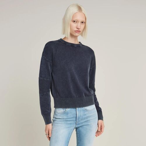 Sweater Washed Lightweight Biker Knitted - Bleu Foncé - Femmes