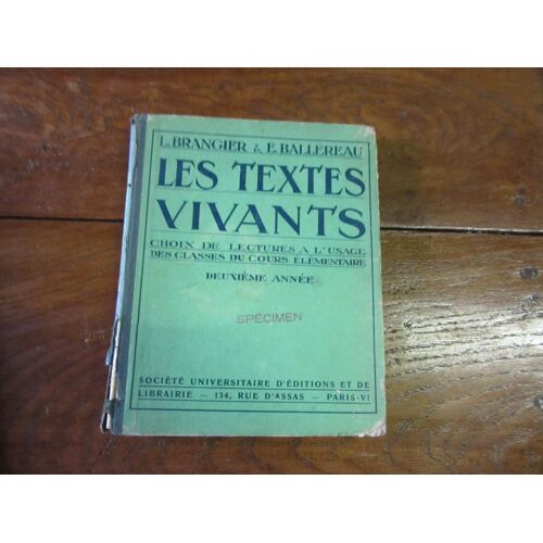 Les Textes Vivants Choix Lectures Usage Classes Cours Elementaire 2 Annee Specimen