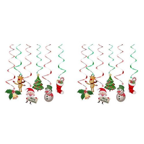 2 Set Noël Spirale Plafond Suspendu Cloche Tourbillon Bannière Décoration De Salle De Fête De Noël